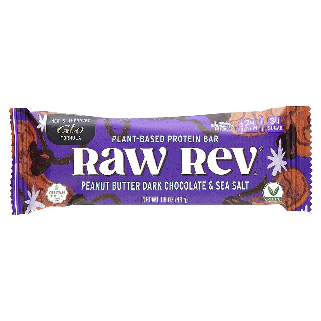 Raw Rev Glo, Peanut Butter Dark Chocolate & Sea Salt, 12 Pieces, 1.6 Oz (46 G) Each