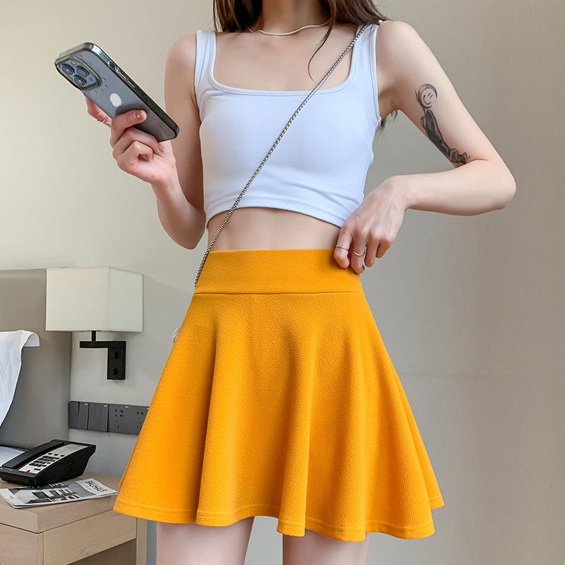 Летние базовые юбки, женские шорты, мини-эластичные плиссированные юбки с высокой талией, юбки-солнце с пузырьками, школьная форма для девочек, защитные брюки на подкладке