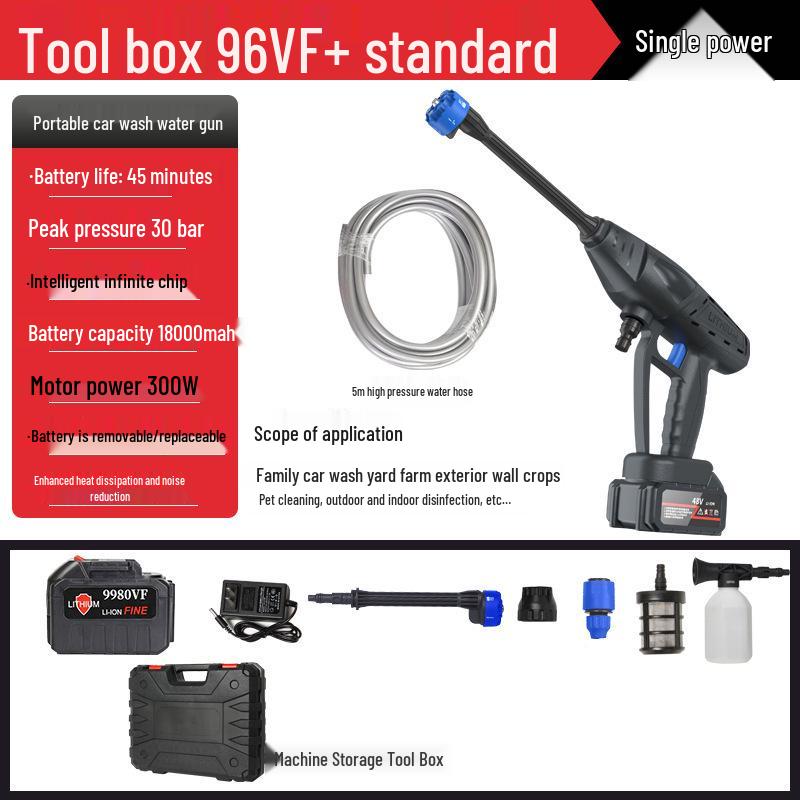 Портативная беспроводная автомойка высокого давления с литиевой батареей