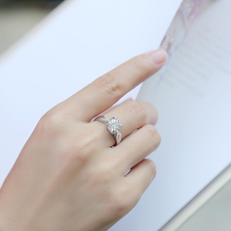 Bague Ringen Серебряный комплект S925 с камнем Моссан 1 карат, женское кольцо с ласточкиным хвостом и головой быка, трендовое, регулируемое