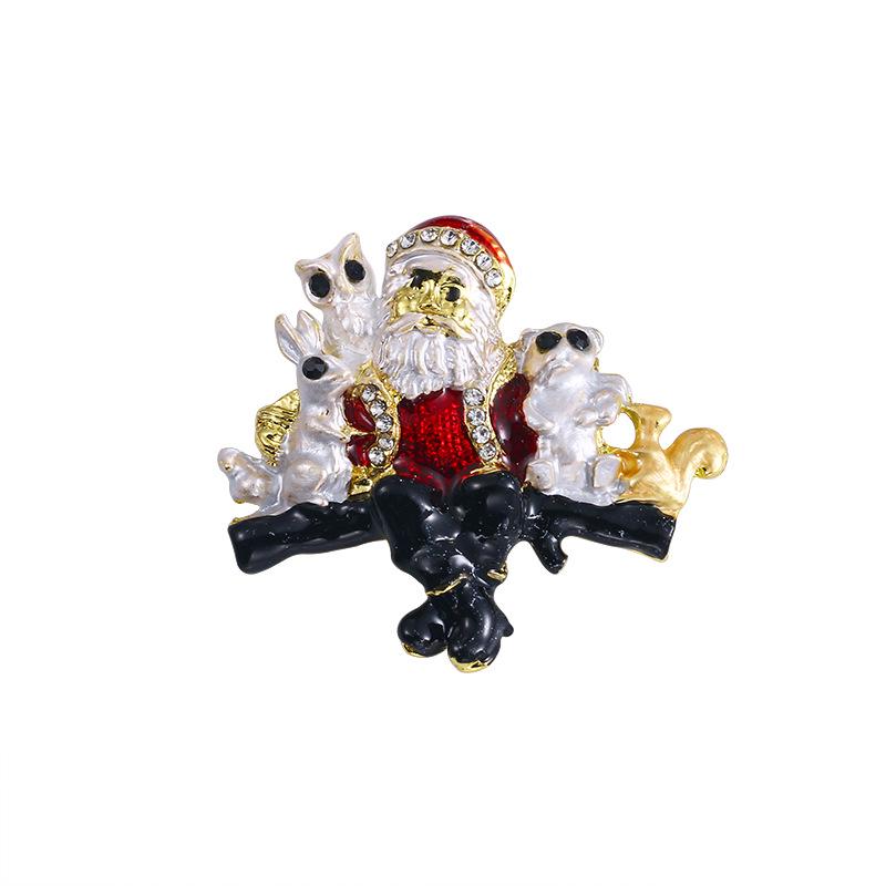 Santa Claus Christmas Tree Brooch - Retro Alloy Jewelry Pin for Clothing, Shoes, and Hats