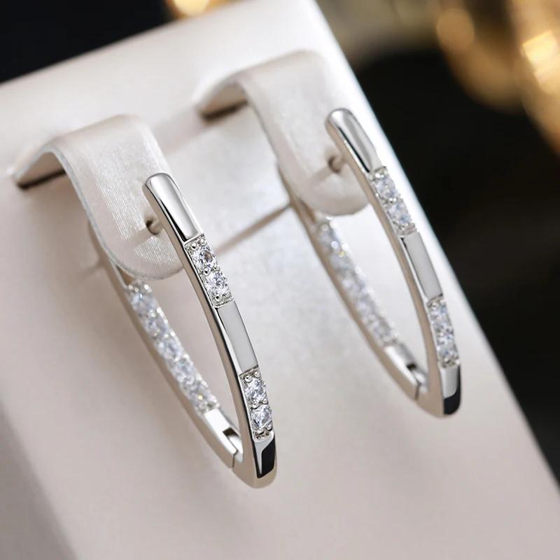 Fashion V Shaped Triangle Drop Earrings for Women Girls Crystal Zircon Straight Piercing Jewelry Accessories