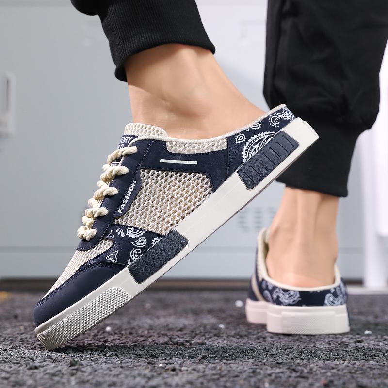 Мужская спортивная обувь Летние мюли с открытой спиной Повседневные сандалии Сабо Кроссовки в уличном стиле Студенческие тапочки Большие размеры