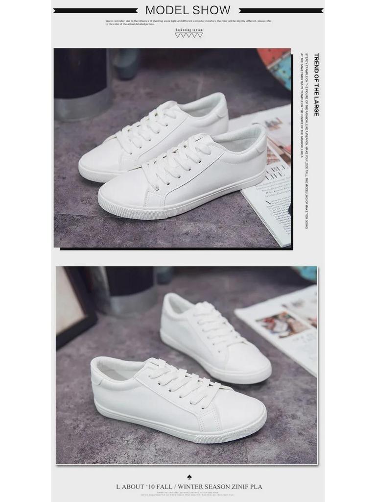 Женские белые кожаные низкие водонепроницаемые туфли - Летняя коллекция 2024 года, повседневная классика на плоской подошве для студентов