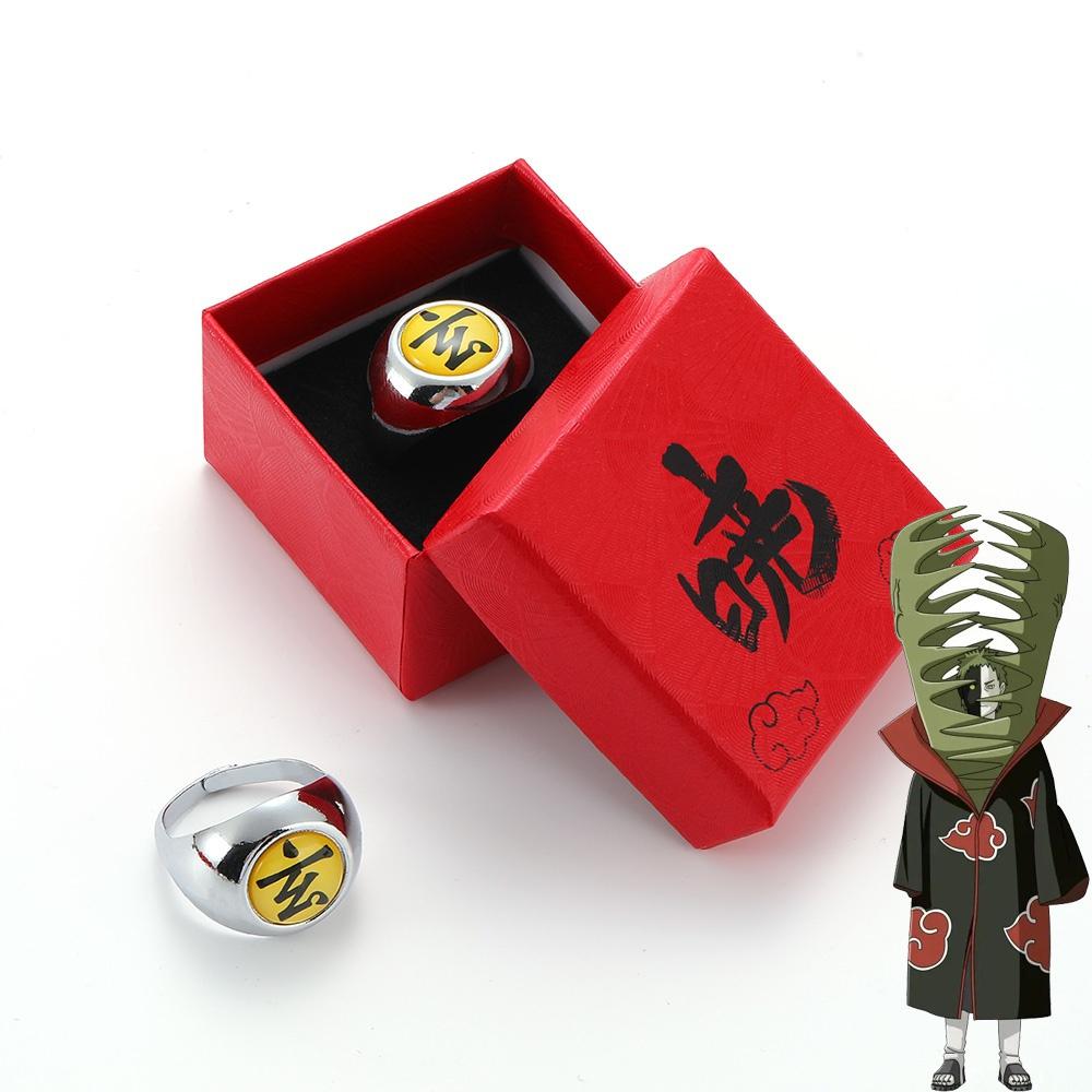 Кольца Акацуки в стиле аниме для косплея с коробкой, кольцо от боли Итачи, металлический палец, реквизит ниндзя для взрослых, аксессуары, крутые вещи, подарок