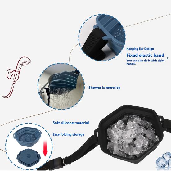 Летняя ледяная ванна Силиконовая ванна с регулируемым ремнем Складная быстроохлаждающаяся насадка под душем Фильтр для душа с холодным замачиванием Ведро с фильтром для ледяного душа Хитрое приспособление