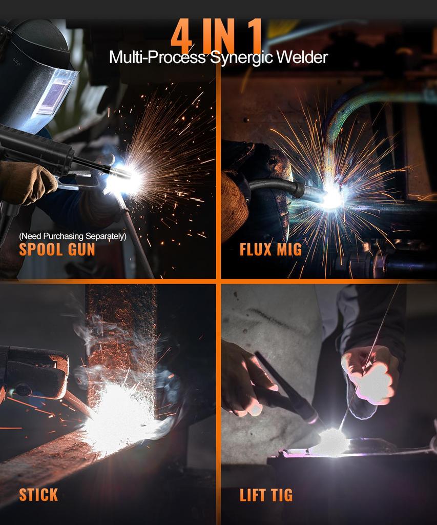 [ЕС/Великобритания]HITBOX 140A MIG сварочный аппарат ARC/LIFT TIG/Spool Gun 4 в 1 MIG сварочный аппарат с ЖК-дисплеем Synergy 110 В 220 В инверторный сварочный аппарат IGBT с двойным напряжением