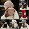 Thicken Plus Velvet Scarf Warm Knit Hat Cold-proof Neck Cover Solid Color Beanies Caps  Mens Womens