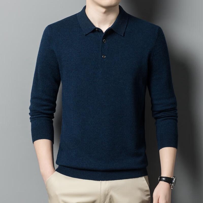 Мужской пуловер поло из 100% мериносовой шерсти