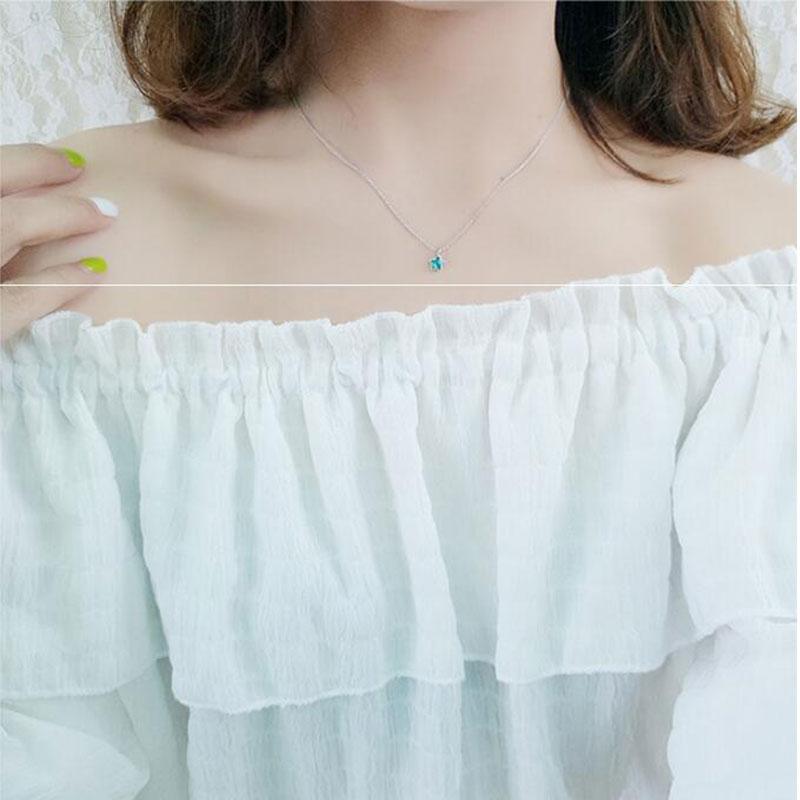 ANENJERY Простое милое ожерелье-цепочка с синим кристаллом и маленькой звездочкой для женщин, ювелирные изделия, подарки S-N246