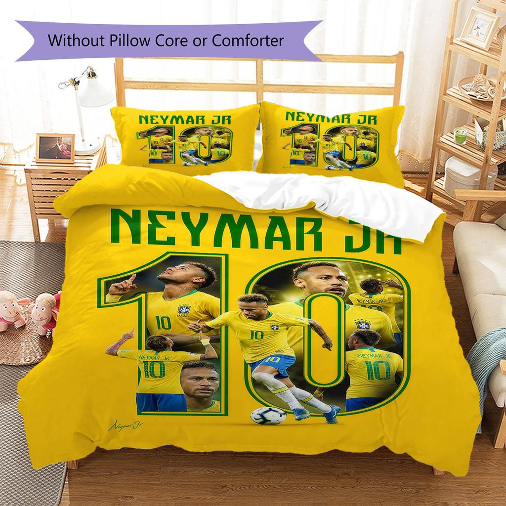 Neymar Pattern Bedding,Quilt Set Quilt Cover Pillowcase Home Birthday Gift(1 * duvet cover + 2 * pillowcase, without core)