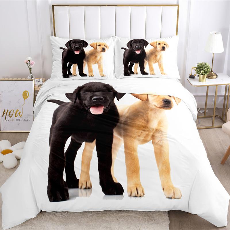 Cute Dogs Duvet Cover Pet Dog Funny Animal Bedding Collection 3D Print Puppy Comforter Cover Pillowcases Full King For Kids Teens Decor