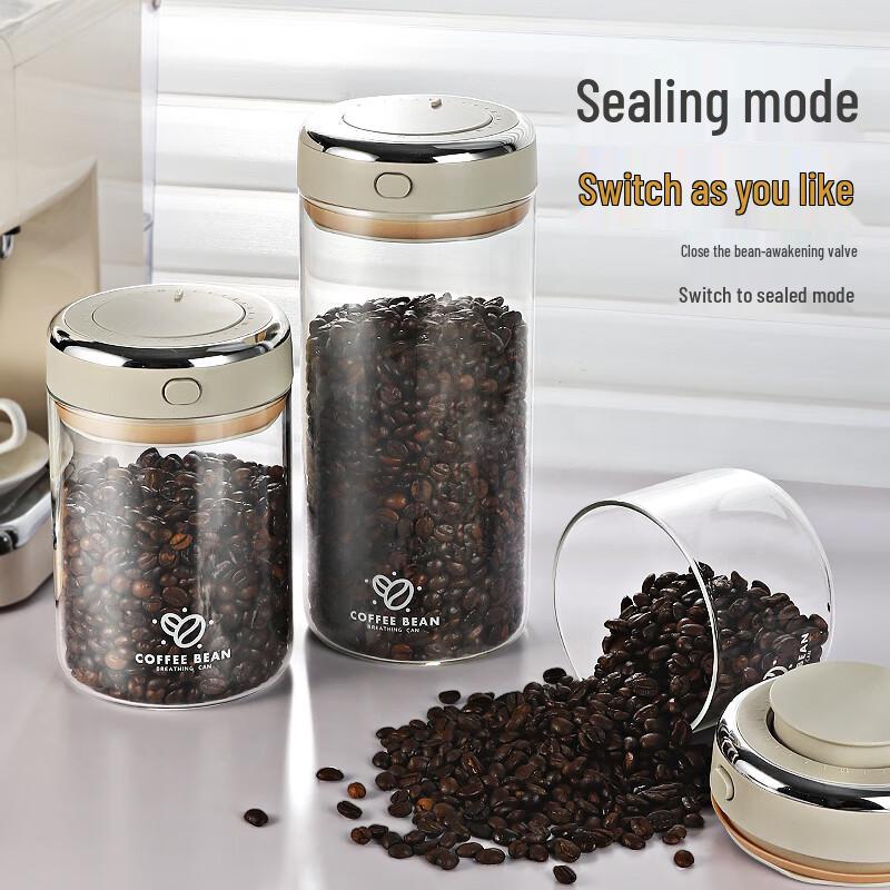 Mongdio Automatic Exhaust Glass Coffee Storage Jar