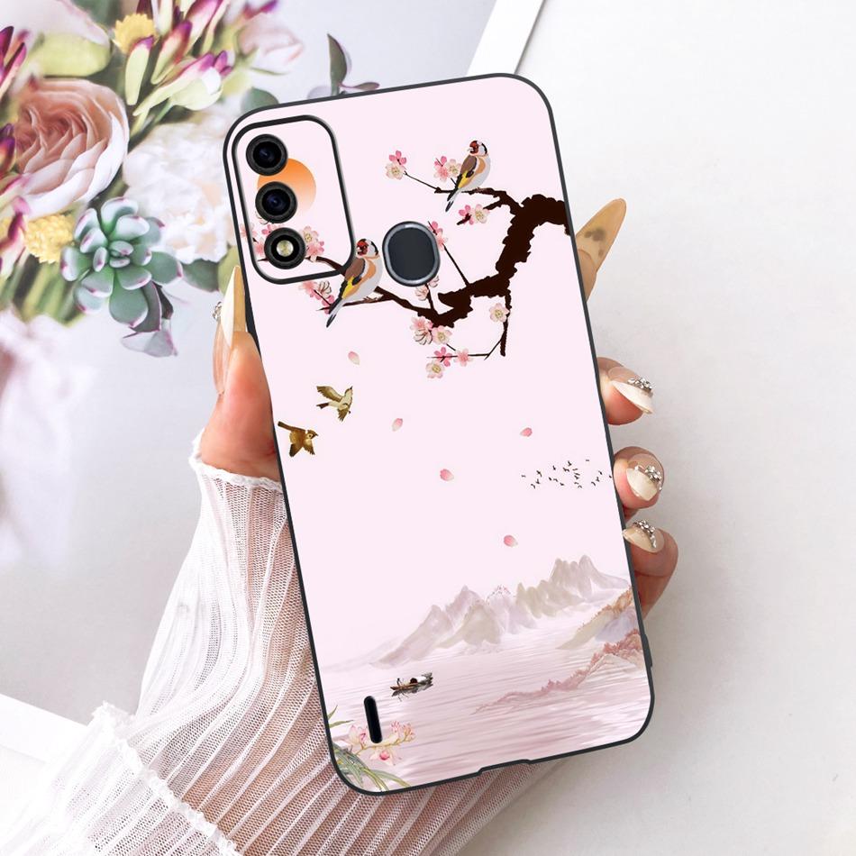 For ITEL A48 Cute Flower Butterfly Cat Painted Case For Itel A48 Black Silicone Soft Phone Cases