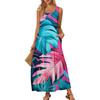 Женский повседневный длинный сарафан, летнее пляжное платье, круглый вырез, без рукавов, свободный сарафан