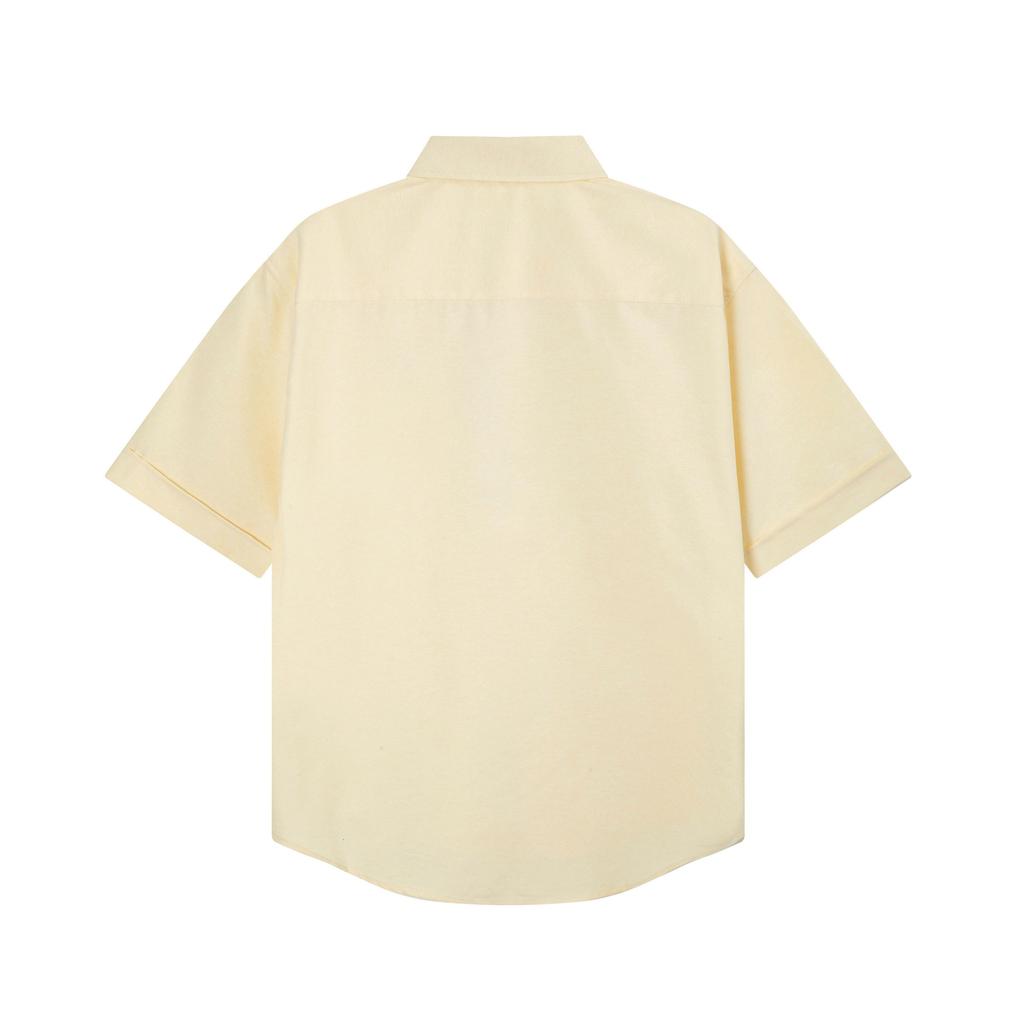 AMI Мужская классическая осенняя рубашка с коротким рукавом, повседневная хлопковая однотонная, с вышивкой сердечка в тон на груди