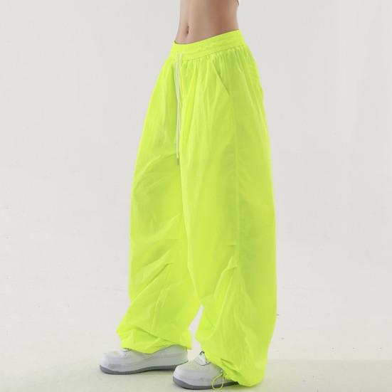 Женские спортивные брюки с регулируемым шнурком, длинные широкие брюки, однотонные, с эластичной резинкой на талии, для путешествий и отдыха
