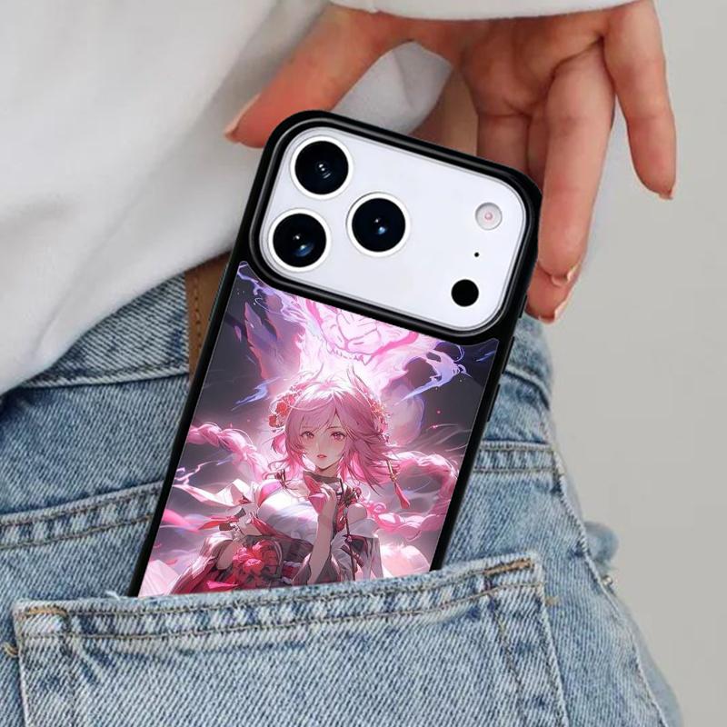 Чехол для телефона Yae Miko Genshin Impact для iPhone 17ProMax 12 13 14 15 16e 17 Pro Max Plus Air Cover