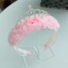 Real Art Cute Glitter Crown Headband Mink Tiara Hairband for Toddler Girls