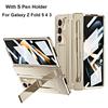 Plating Kickstand Hinge Case for Samsung Galaxy Z Fold 6 5 4 3 with Touch Pen Full Screen Protector Tempered Film Folding Cover