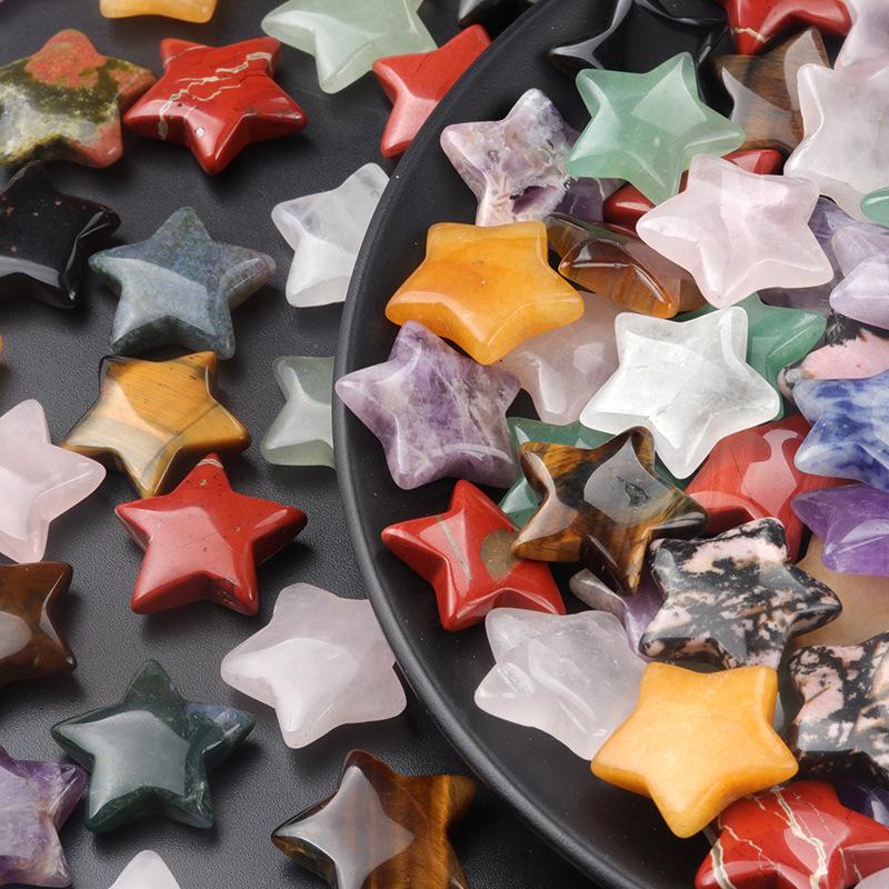 20mm Holeless Crystal Pentagram Natural Agate Star Semi-precious Stone for DIY Jewelry Hair Accessories