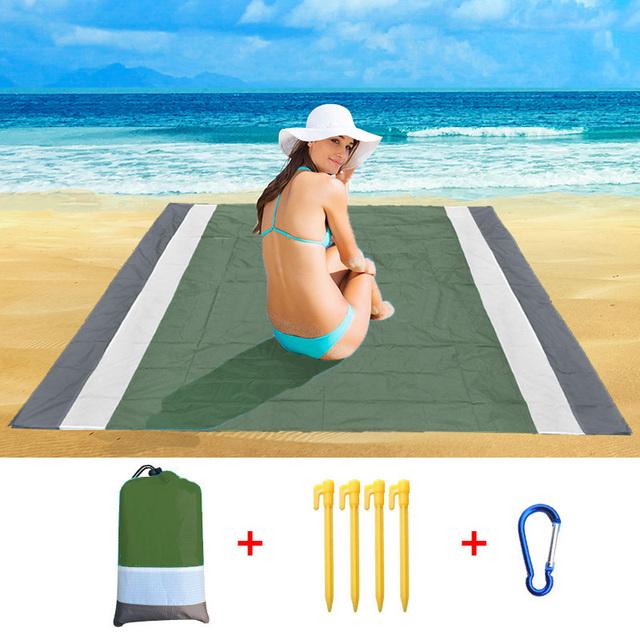 Большой пляжный коврик для полотенец Sand Free Beach Windproof Водонепроницаемые одеяла для пикника Пляжный коврик Oversized Pocket Picnic 4 Anchor