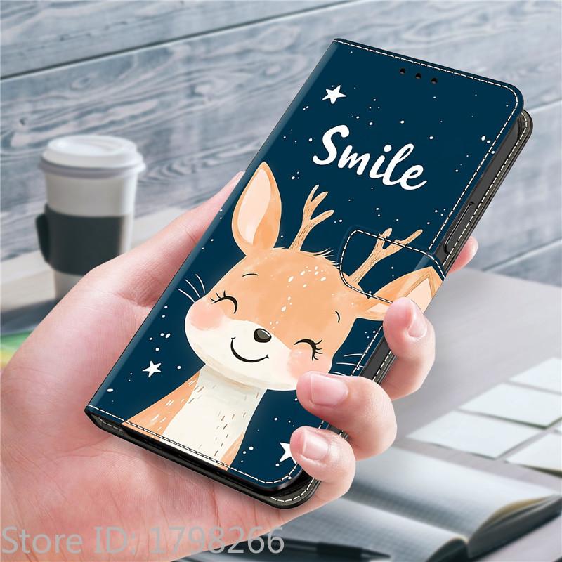 Leather Etui Phone Case for Nokia G300 G21 G11 G20 G10 G60 G22 6.3 5.3 3.1 5.4 Flip Cover Magnetic Wallet Painted Flower Deer