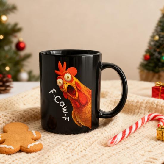 Смешная кофейная кружка F-Caw-F Куриная кружка Керамическая 350 мл Чашка для горячих и холодных напитков Безопасна для мытья в посудомоечной машине Оригинальный подарок для женщин, мужчин, для офиса, дома