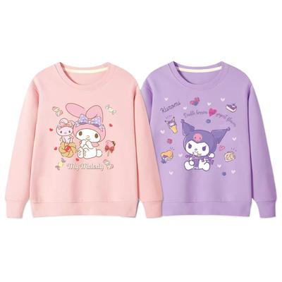 2025 MINISO Cute Kuromi and Melody Cartoon Anime Peripherals толстовки с капюшоном для мальчиков и девочек свитер с круглым вырезом на весну и осень