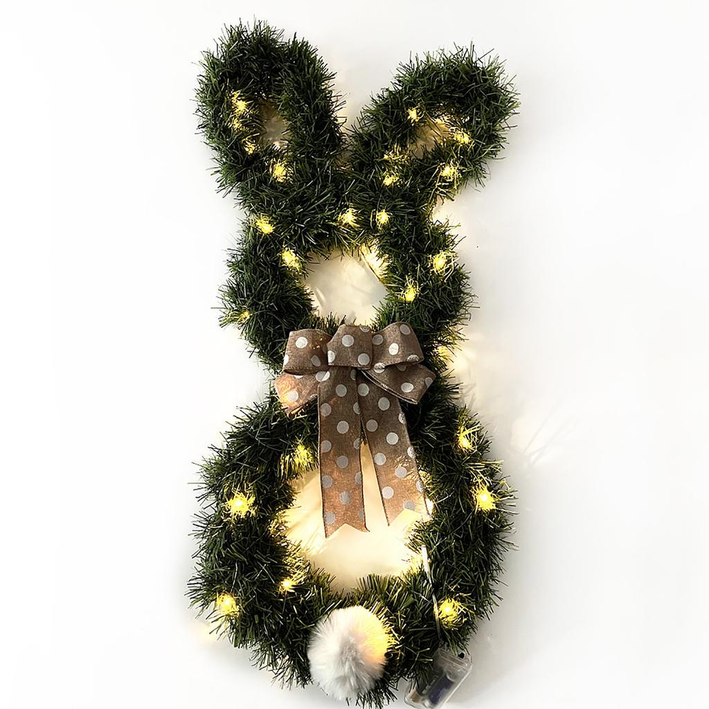 Easter Bunny-Themed Wreath Hanging Ornament. Cartoon Tail Faux Door Decoration