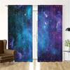 2Pcs Dreamy Starry Curtains Blue Purple Galaxy Pattern Living Room Bedroom Kids Room Sunshade Space Exploration Theme Decor Curt