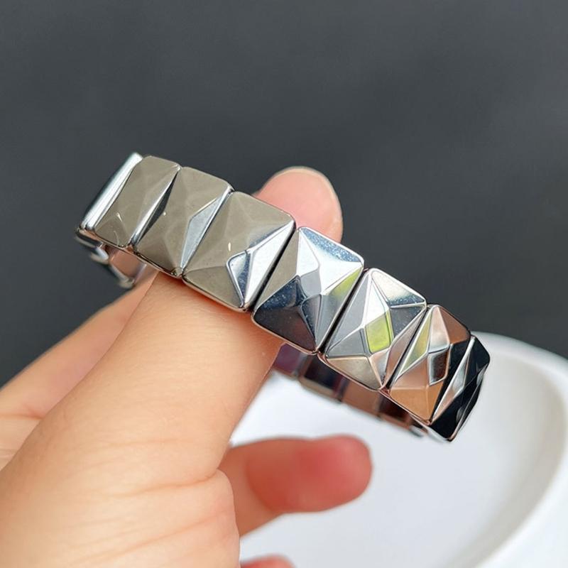 Терагерцовый браслет, прямоугольный браслет из бисера, ручная работа, блестящий регулируемый браслет из натурального терагерцового камня, ювелирные изделия-декор