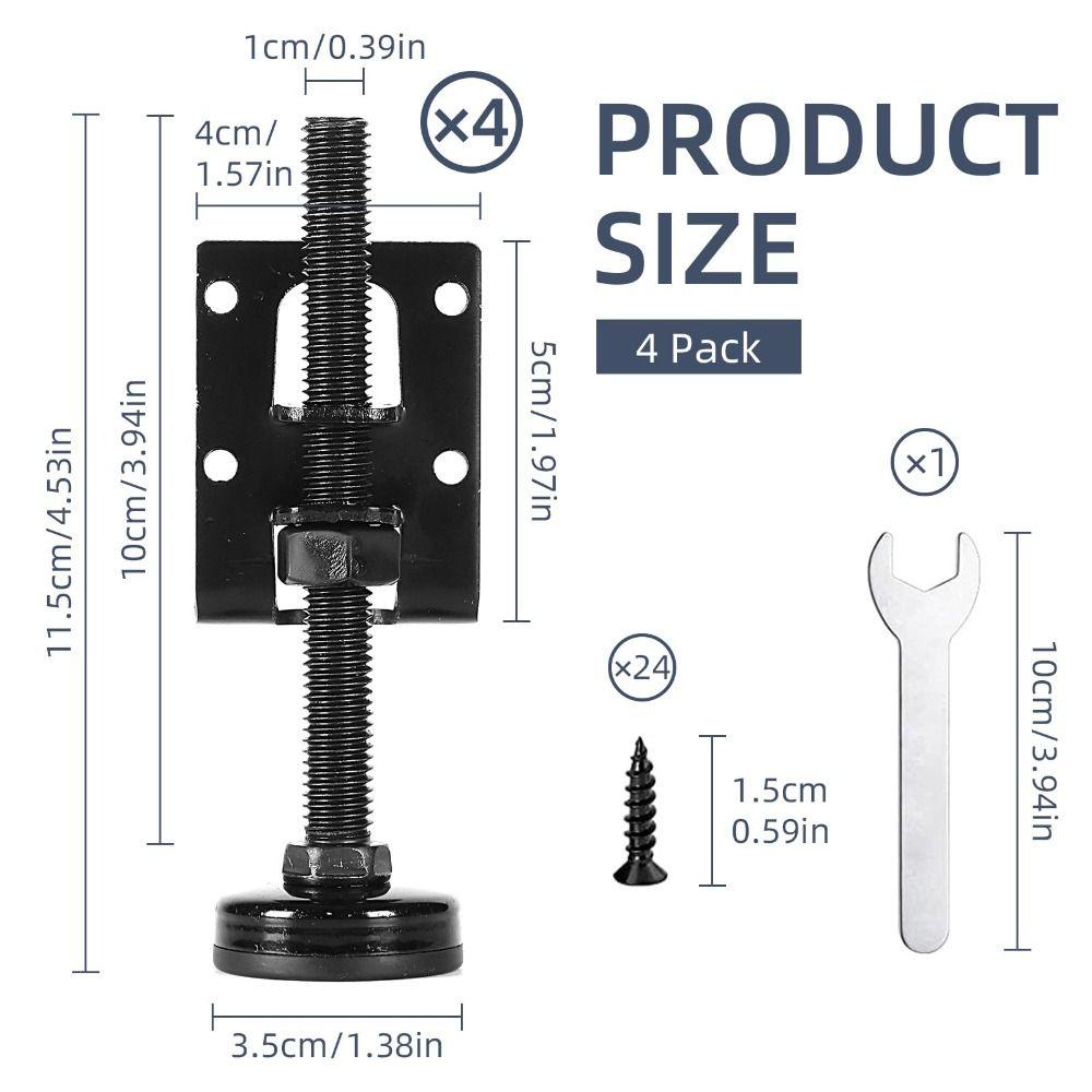 4 Pack Black Furniture Feet Steel Load Levelers Furniture Leveler Leg  Workbench Table Cabinet