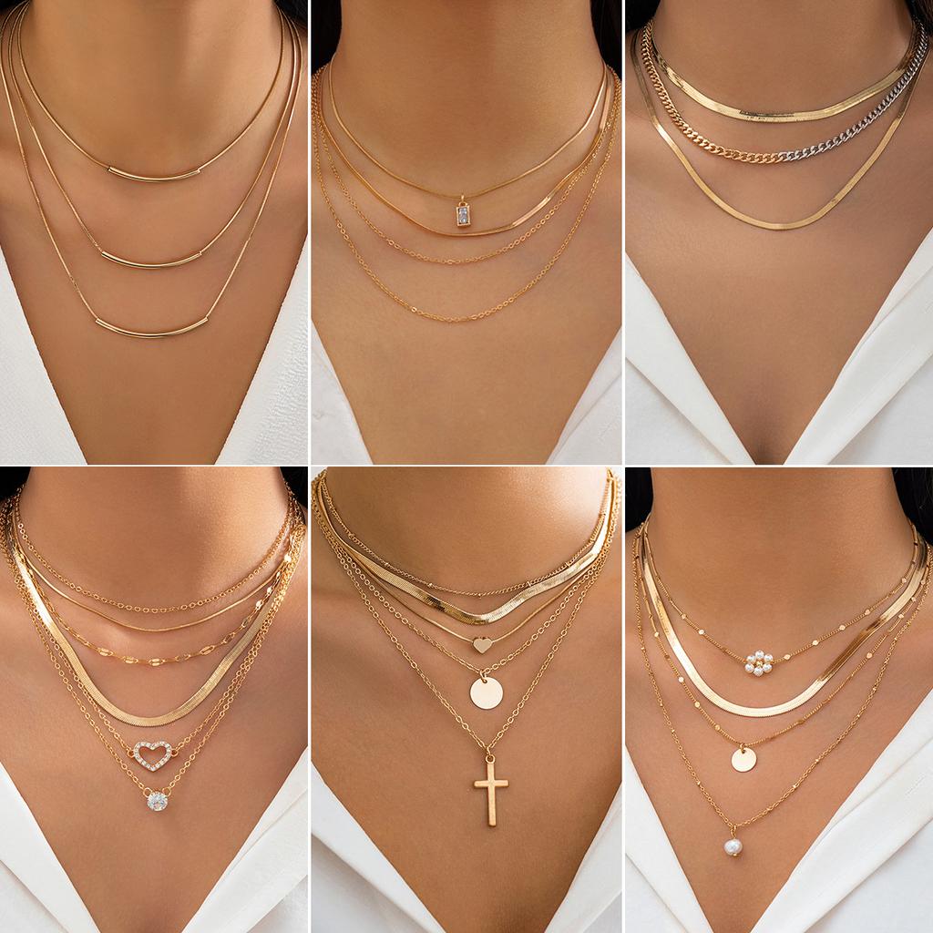 BLINGBAY Женская подвеска Новая цепочка из змеиной кости контрастного цвета Ins Ожерелье Женское многослойное бриллиантовое сердце с воротником для девочек Ювелирные изделия для вечеринок Подарки