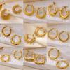 Trendy Round Stainless Steel Hoop Earrings for Women Simple Gold Color Earring Waterproof Ear Piercing Zircon Birthday Gifts