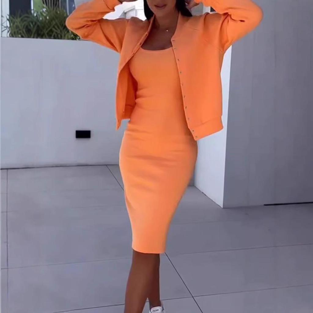 Женский комплект из двух предметов: юбка-сарафан и куртка, осень-зима 2024