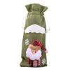 Christmas Burlap Wine Bags Cute Santa Claus Snowman Reindeer Design Reusable Wine Bottle Cover with Drawstring for Dinner Table Decor