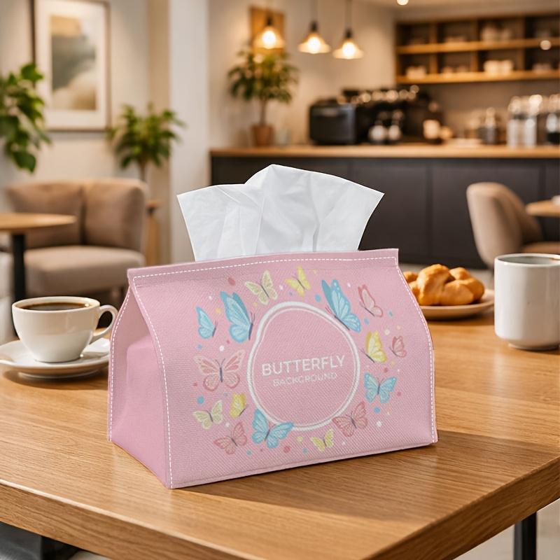 1pc Pastel Spring Season Tissue Box - Multi-Functional Napkin Dispenser, Two Sizes Available Made of Durable Polyester, Decorated with Butterfly Circl