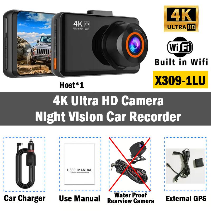 Автомобильный видеорегистратор 4K с передней и задней камерами, видеорегистратор для автомобилей с GPS, камера заднего вида для парковочного монитора автомобиля, автомобильный аксессуар