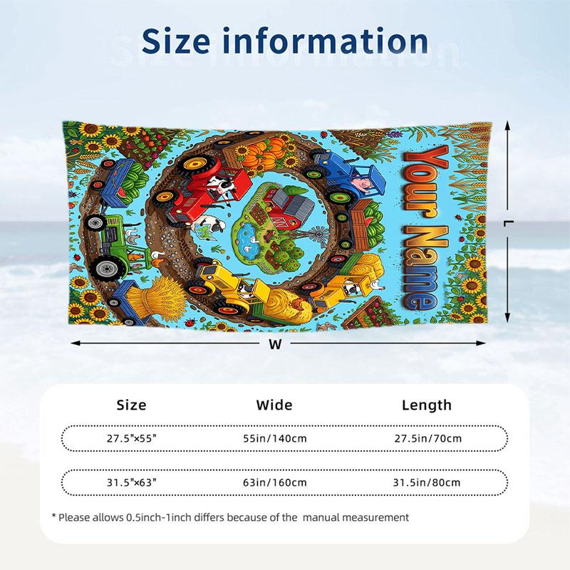 Decorative Artwork Theme Beach Towel Personalized Custom Name & Text Soft Quick Dry Beach Towel for Swimming Travel