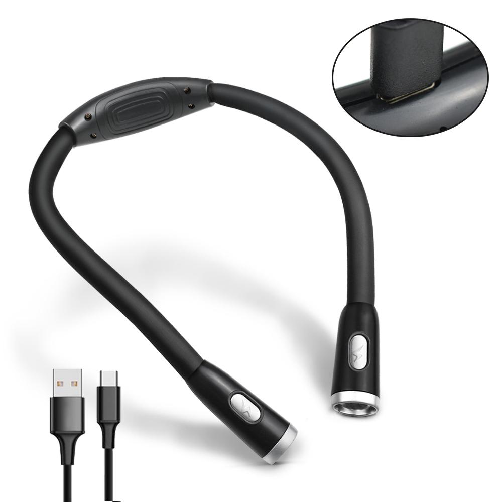 Светодиодная светодиодная лампа для чтения на шею с USB-зарядкой, светодиодная лампа для защиты глаз для чтения ночью, бега, вязания, технического обслуживания