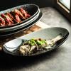 ZISIZ Japanese Style Oval Ceramic Fish Plate