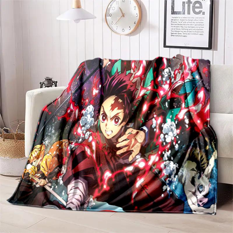 Japanese manga artist Koyoharu Gotouge's Demon Slayer blanket Soft and portable four season home bed, office travel, lunch break, warm blanket K24