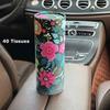Автомобильный держатель для салфеток с цветочным узором, дорожный цилиндр для салфеток, коробка для салфеток для подстаканника автомобиля, подходит для домашних столов