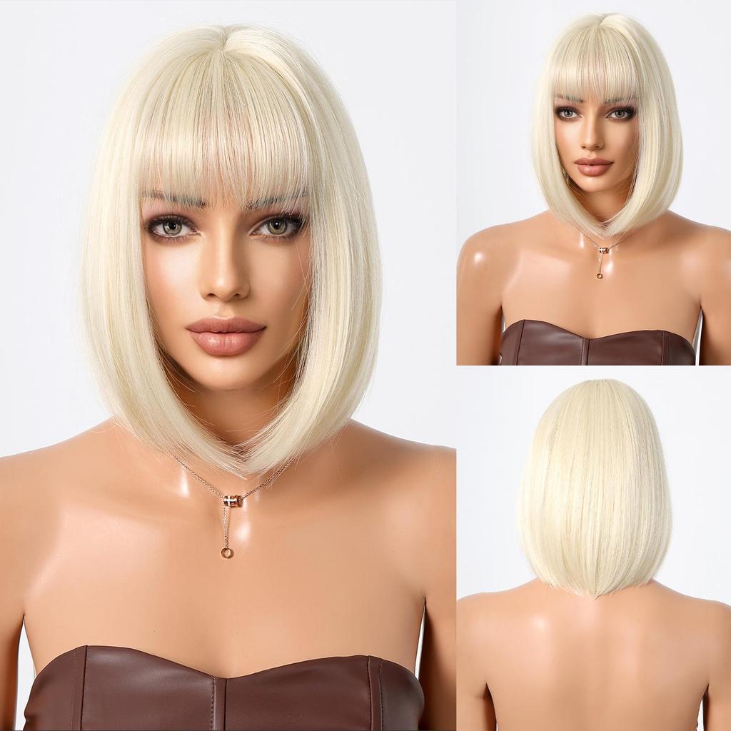 ALAN EATON Серебристый Боб, прямые парики, парик до плеч с челкой, синтетический короткий серый парик для женщин, термостойкие повседневные волосы