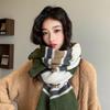 New Color Blocked Striped Scarf for Women In Autumn and Winter Korean Style Versatile High End Knitted Warm Student Scarf Trendy