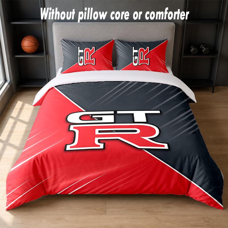Nissan GT-R Design Bed Bedding Set 1 Duvet Cover + 2 Pillowcases Soft Breathable Household Bed Linens
