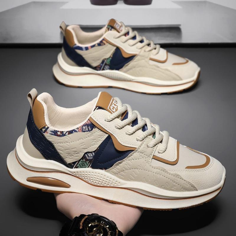 Модная мужская обувь 2025 Весна Новые дышащие кроссовки на шнуровке для мужчин Мягкая подошва для бега Платформа Кроссовки Легкая повседневная обувь