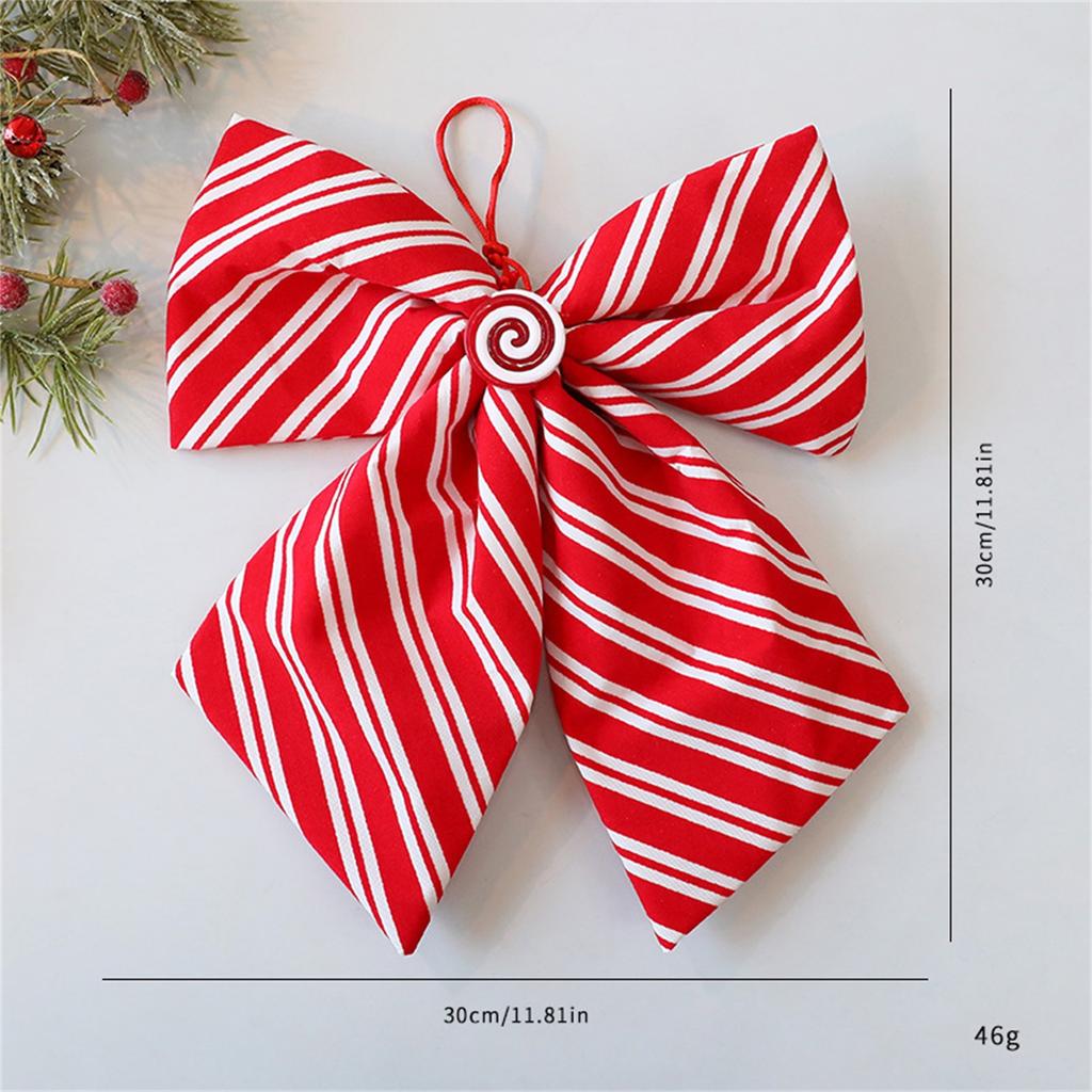 Конфетно-полосатый бант Рождественский бант для венка Рождественский бант Подходит для рождественской елки Венка Ленты Двери Окна Снаружи Вечеринка Подарок