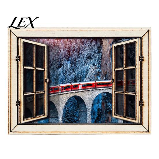 Landscape Picture Magnet 1/6Pcs Fake Window Fridge Magnet, Wooden Natural Scenery Refrigerator Nature View Magnetic Decoration for Kitchen Office
